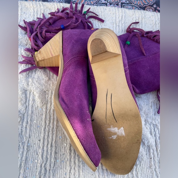 Vintage 70’s Purple Fringe Suede Women's Boots/Purple Cowgirl Boots 7-7.5 - Picture 8 of 12